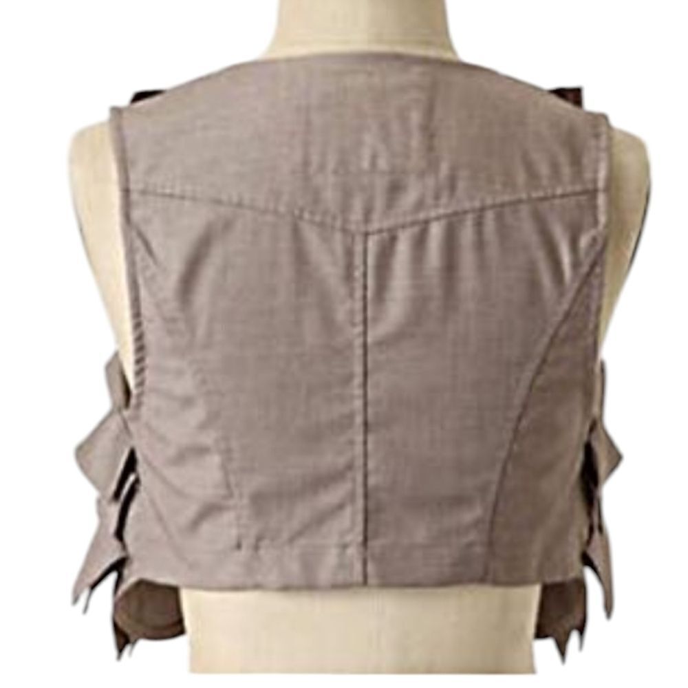 Anthropologie taupe Ruffled Statement Vest Bolero - Picture 2 of 9
